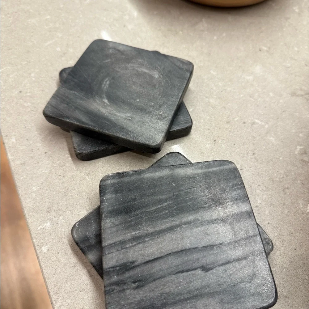Black Marble Coasters Set (4)